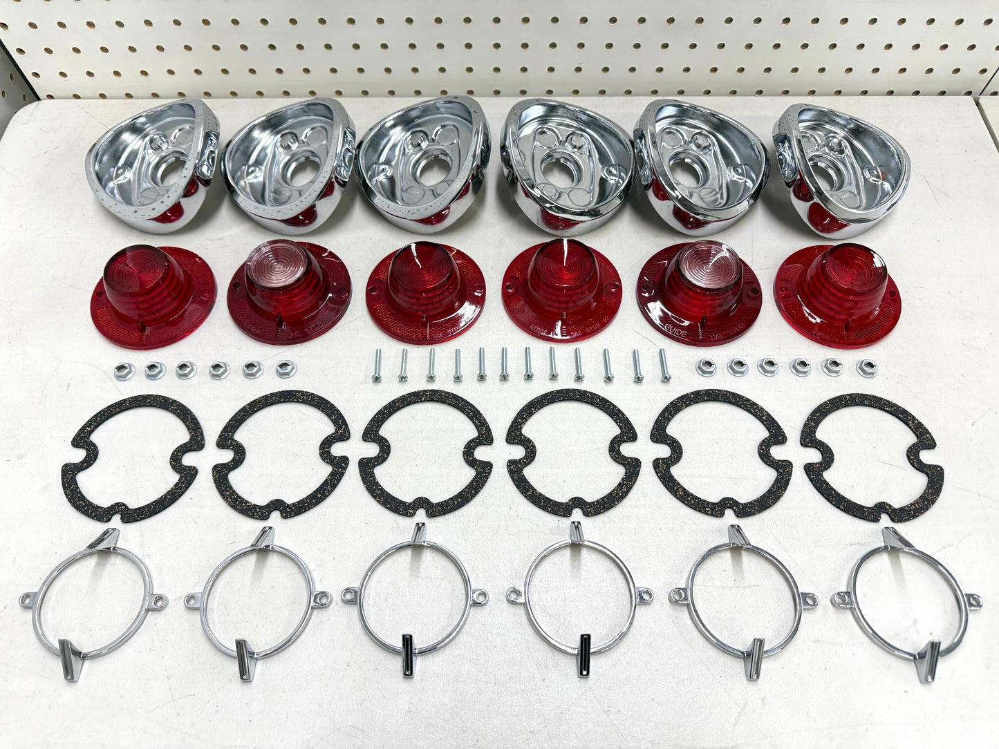 1962 CHEVY IMPALA BEL AIR BISCAYNE TAIL LAMP ASSEMBLY COMPLETE PACKAGE SET (TAIL LIGHT KIT) / IMPORT CHROME [NEW]