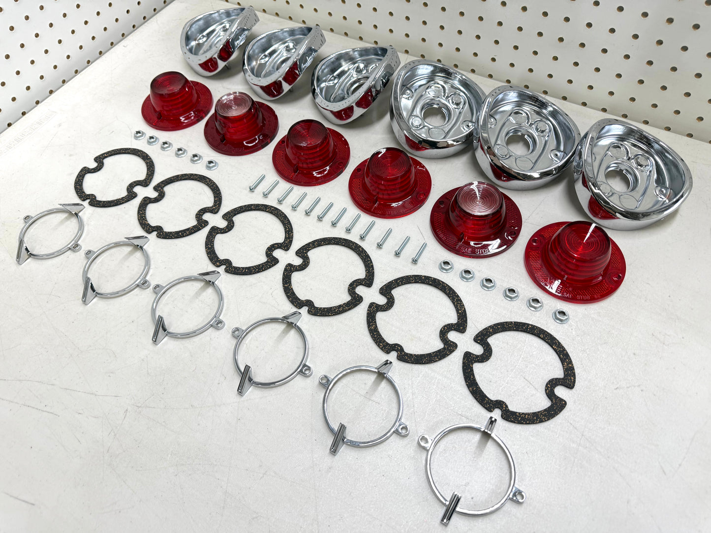 1962 CHEVY IMPALA BEL AIR BISCAYNE TAIL LAMP ASSEMBLY COMPLETE PACKAGE SET (TAIL LIGHT KIT) / IMPORT CHROME [NEW]