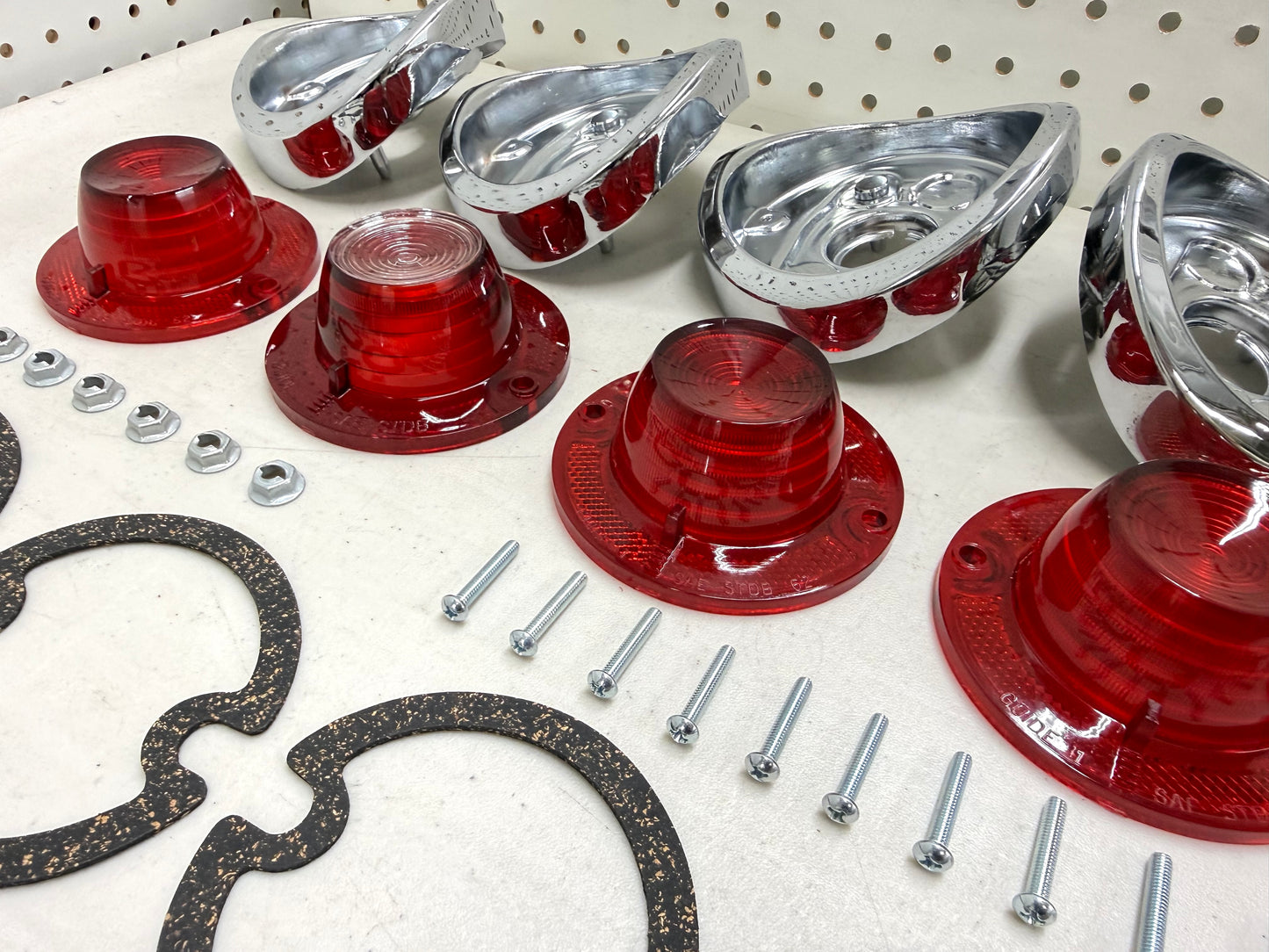 1962 CHEVY IMPALA BEL AIR BISCAYNE TAIL LAMP ASSEMBLY COMPLETE PACKAGE SET (TAIL LIGHT KIT) / IMPORT CHROME [NEW]
