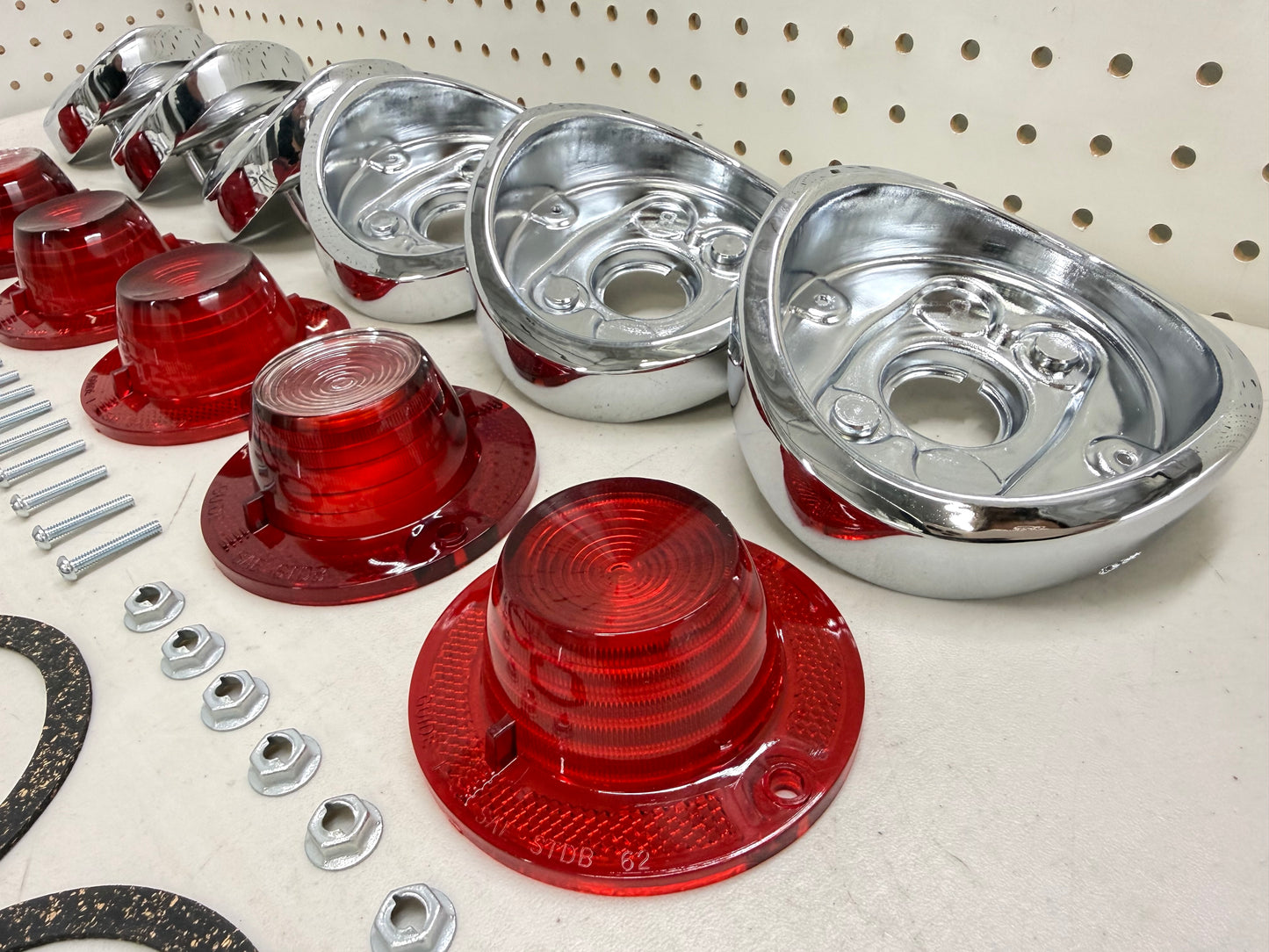 1962 CHEVY IMPALA BEL AIR BISCAYNE TAIL LAMP ASSEMBLY COMPLETE PACKAGE SET (TAIL LIGHT KIT) / IMPORT CHROME [NEW]
