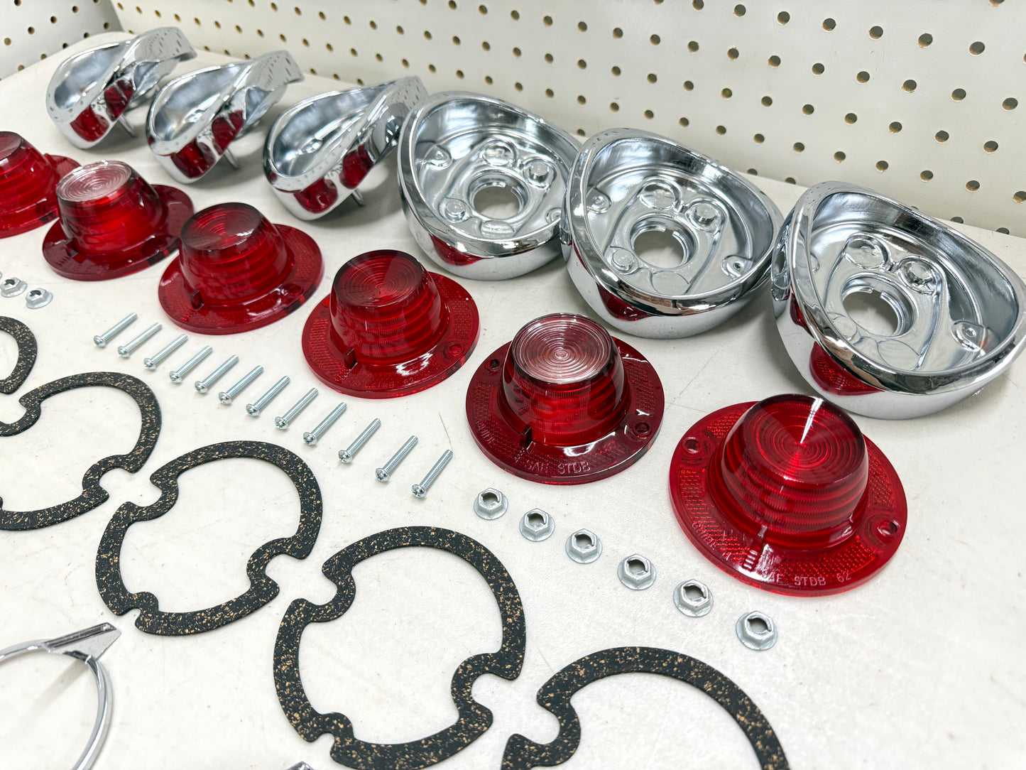 1962 CHEVY IMPALA BEL AIR BISCAYNE TAIL LAMP ASSEMBLY COMPLETE PACKAGE SET (TAIL LIGHT KIT) / IMPORT CHROME [NEW]