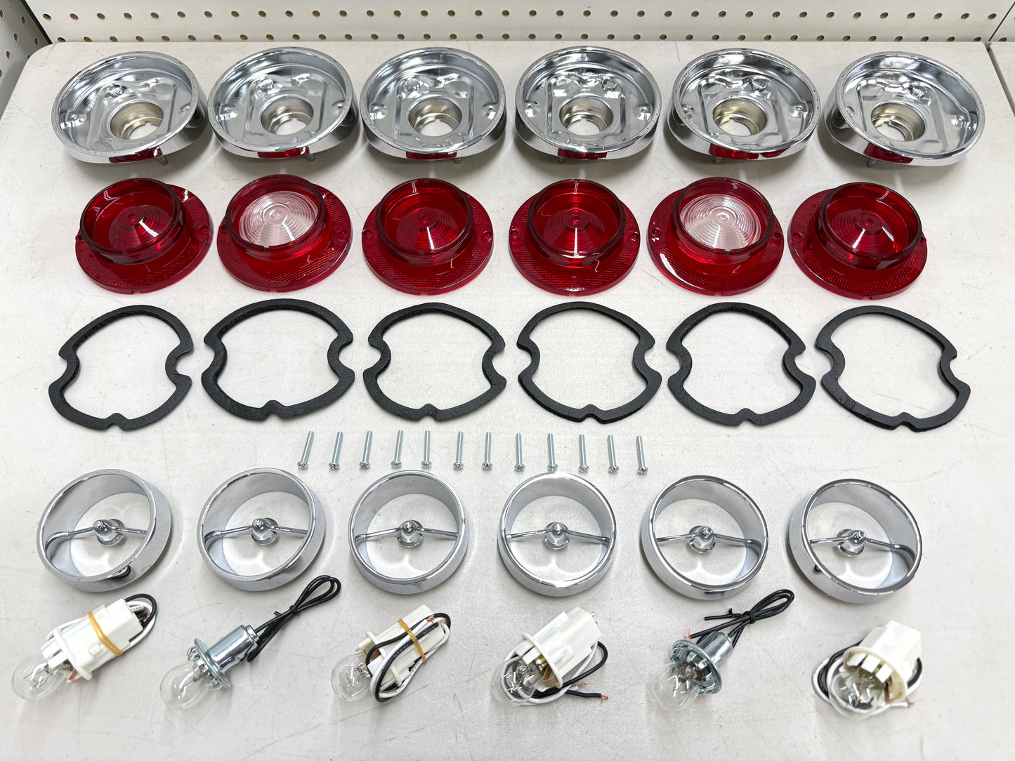 1963 CHEVY IMPALA BEL AIR BISCAYNE TAIL LAMP ASSEMBLY COMPLETE PACKAGE SET (TAIL LIGHT KIT) / IMPORT CHROME [NEW]