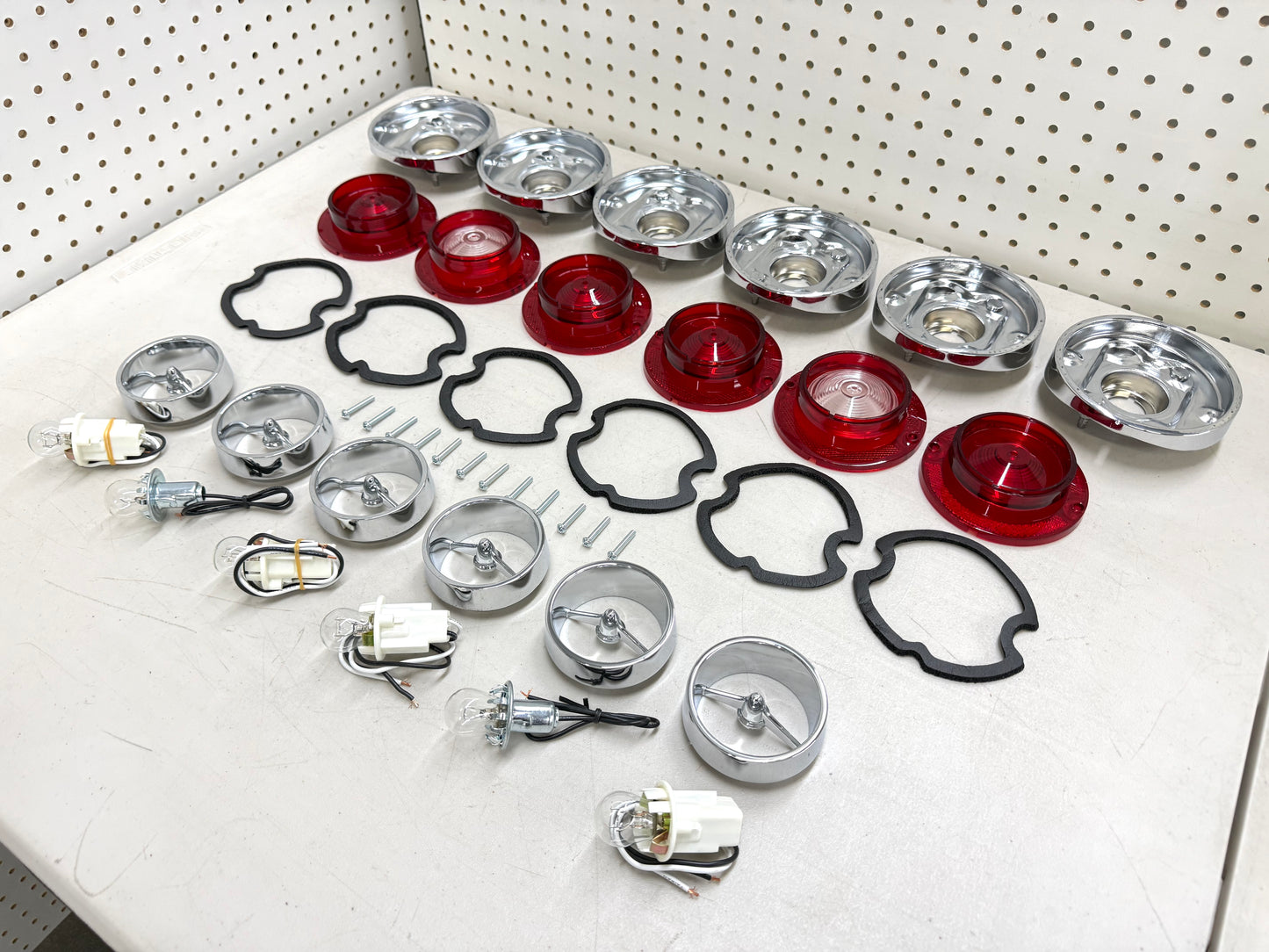 1963 CHEVY IMPALA BEL AIR BISCAYNE TAIL LAMP ASSEMBLY COMPLETE PACKAGE SET (TAIL LIGHT KIT) / IMPORT CHROME [NEW]