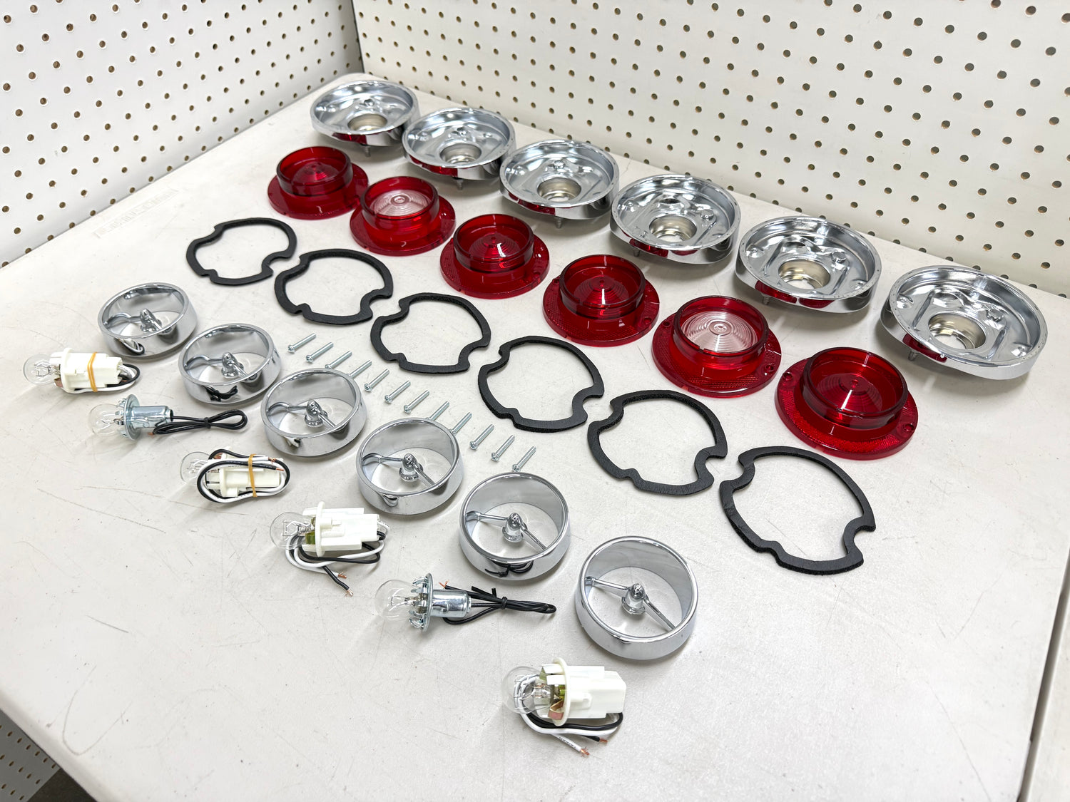 1963 CHEVY IMPALA BEL AIR BISCAYNE TAIL LAMP ASSEMBLY COMPLETE PACKAGE SET (TAIL LIGHT KIT) / IMPORT CHROME [NEW]