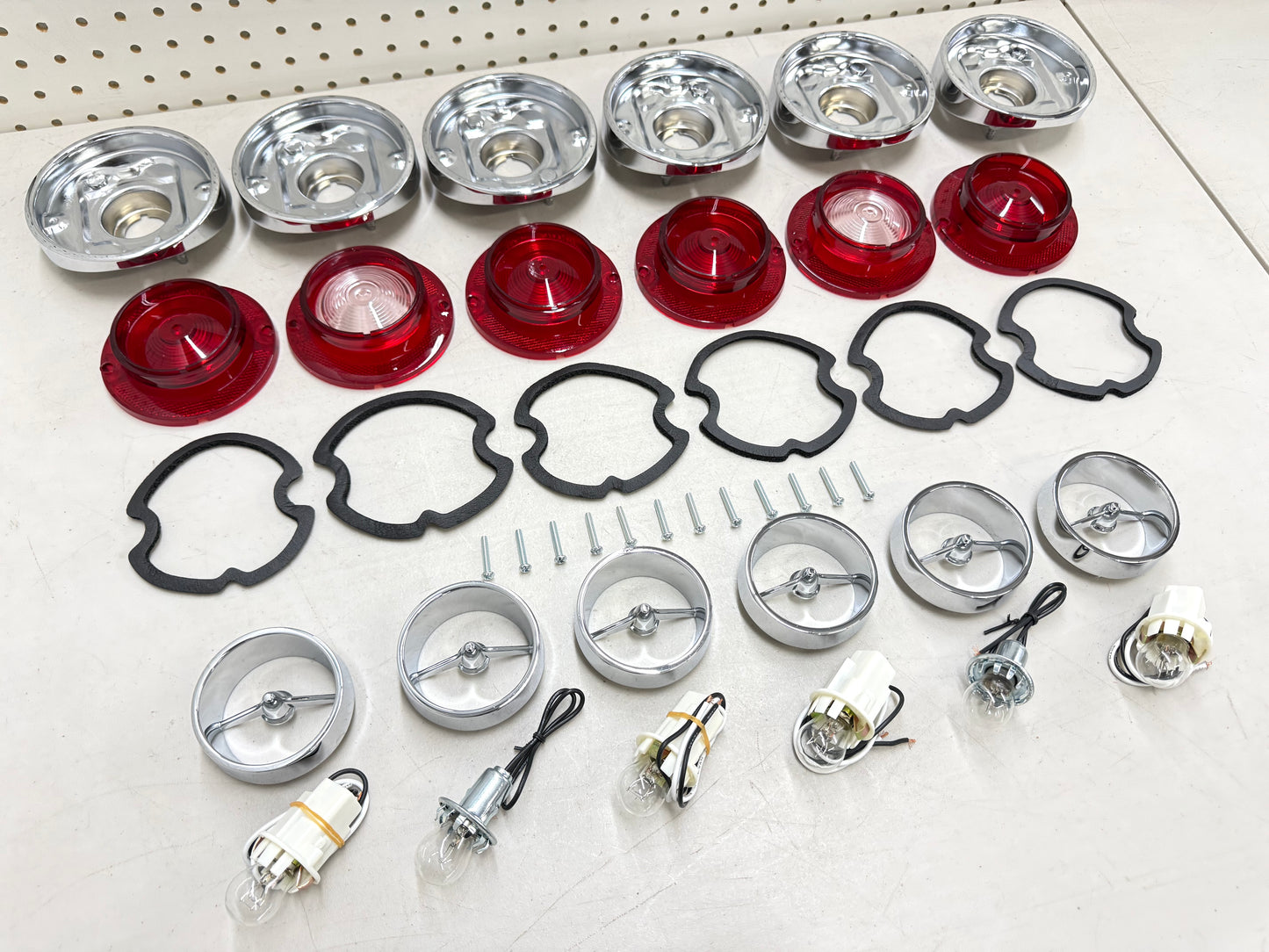 1963 CHEVY IMPALA BEL AIR BISCAYNE TAIL LAMP ASSEMBLY COMPLETE PACKAGE SET (TAIL LIGHT KIT) / IMPORT CHROME [NEW]