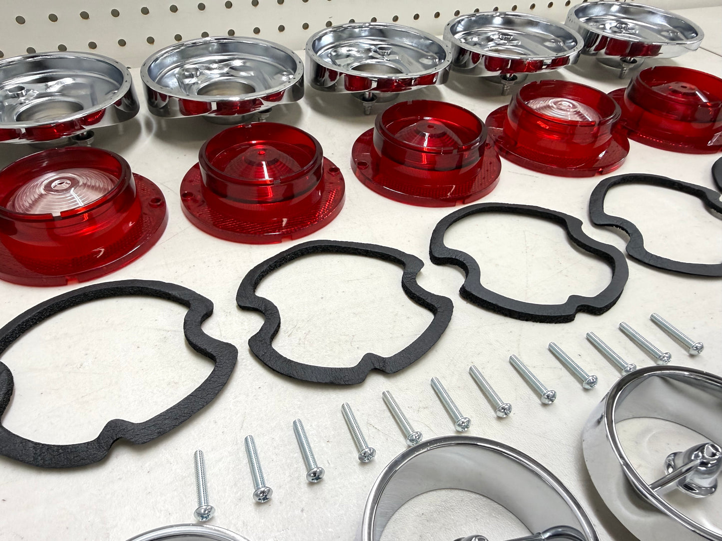 1963 CHEVY IMPALA BEL AIR BISCAYNE TAIL LAMP ASSEMBLY COMPLETE PACKAGE SET (TAIL LIGHT KIT) / IMPORT CHROME [NEW]