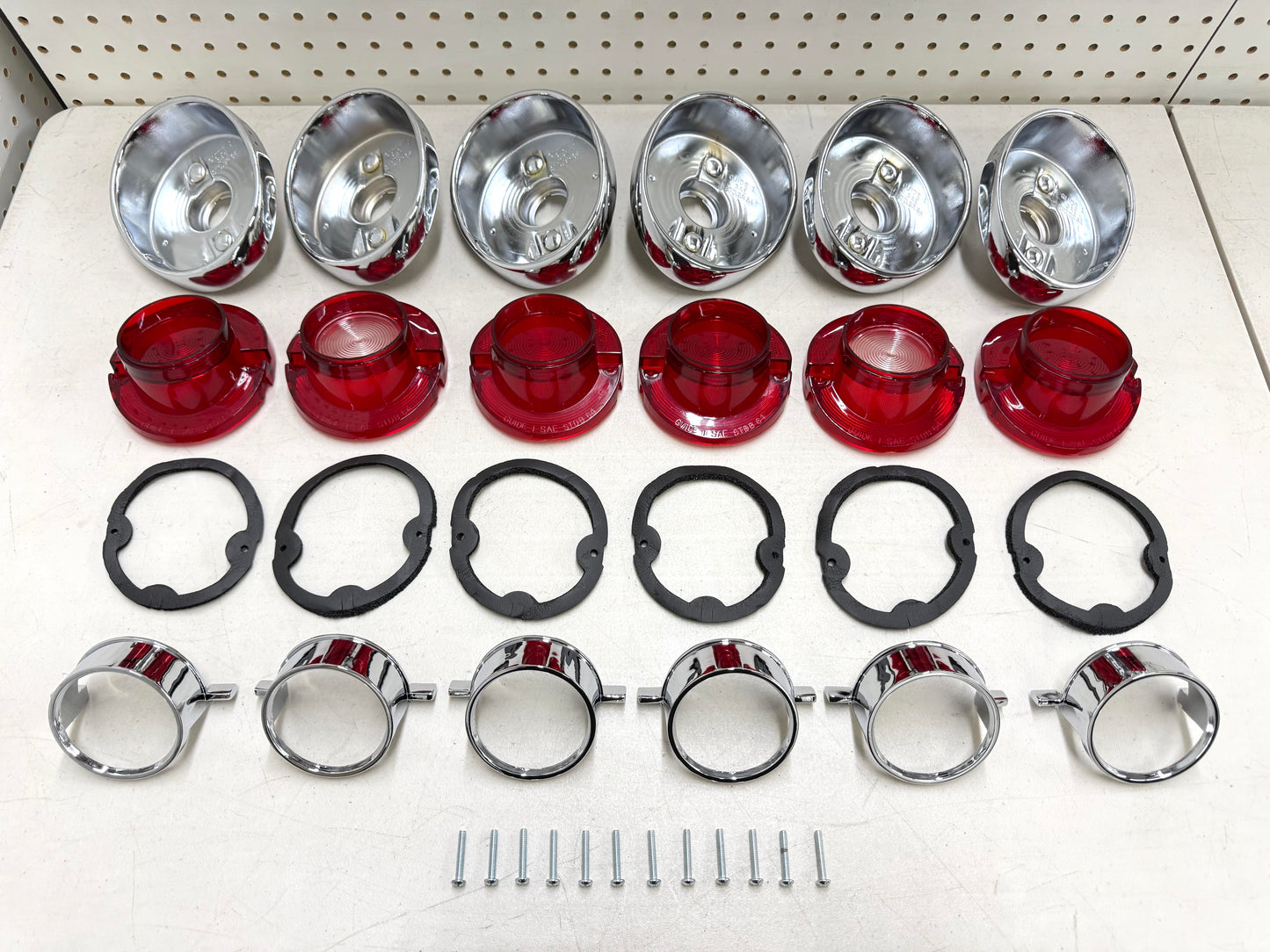 1964 CHEVY IMPALA BEL AIR BISCAYNE TAIL LAMP ASSEMBLY COMPLETE PACKAGE SET (TAIL LIGHT KIT) / IMPORT CHROME [NEW]