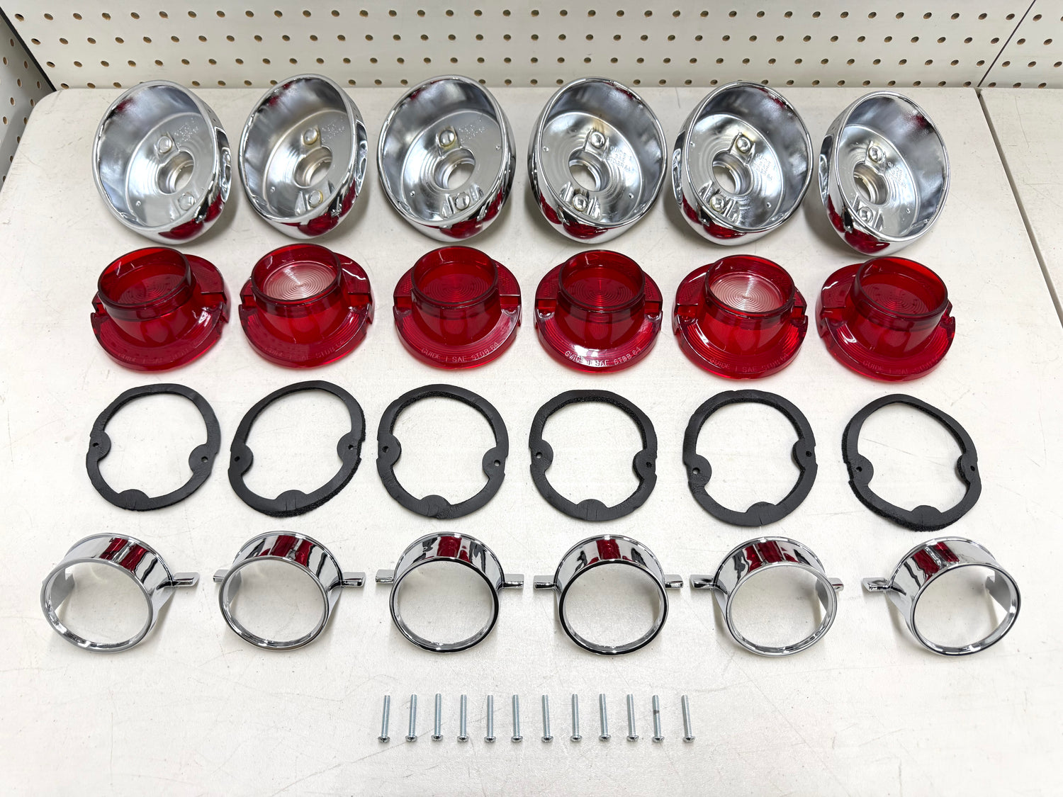 1964 CHEVY IMPALA BEL AIR BISCAYNE TAIL LAMP ASSEMBLY COMPLETE PACKAGE SET (TAIL LIGHT KIT) / IMPORT CHROME [NEW]