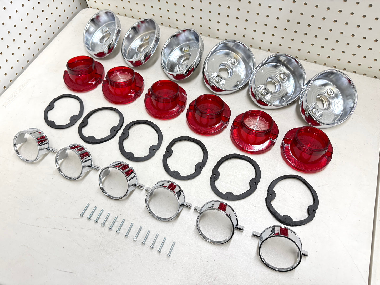 1964 CHEVY IMPALA BEL AIR BISCAYNE TAIL LAMP ASSEMBLY COMPLETE PACKAGE SET (TAIL LIGHT KIT) / IMPORT CHROME [NEW]