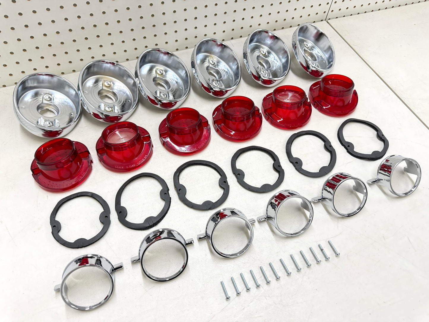 1964 CHEVY IMPALA BEL AIR BISCAYNE TAIL LAMP ASSEMBLY COMPLETE PACKAGE SET (TAIL LIGHT KIT) / IMPORT CHROME [NEW]