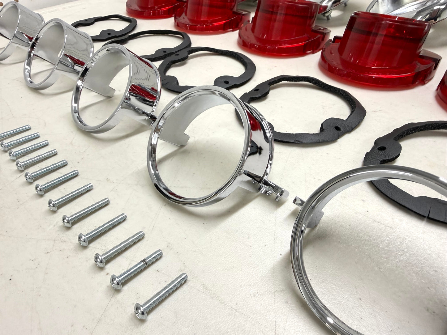 1964 CHEVY IMPALA BEL AIR BISCAYNE TAIL LAMP ASSEMBLY COMPLETE PACKAGE SET (TAIL LIGHT KIT) / IMPORT CHROME [NEW]