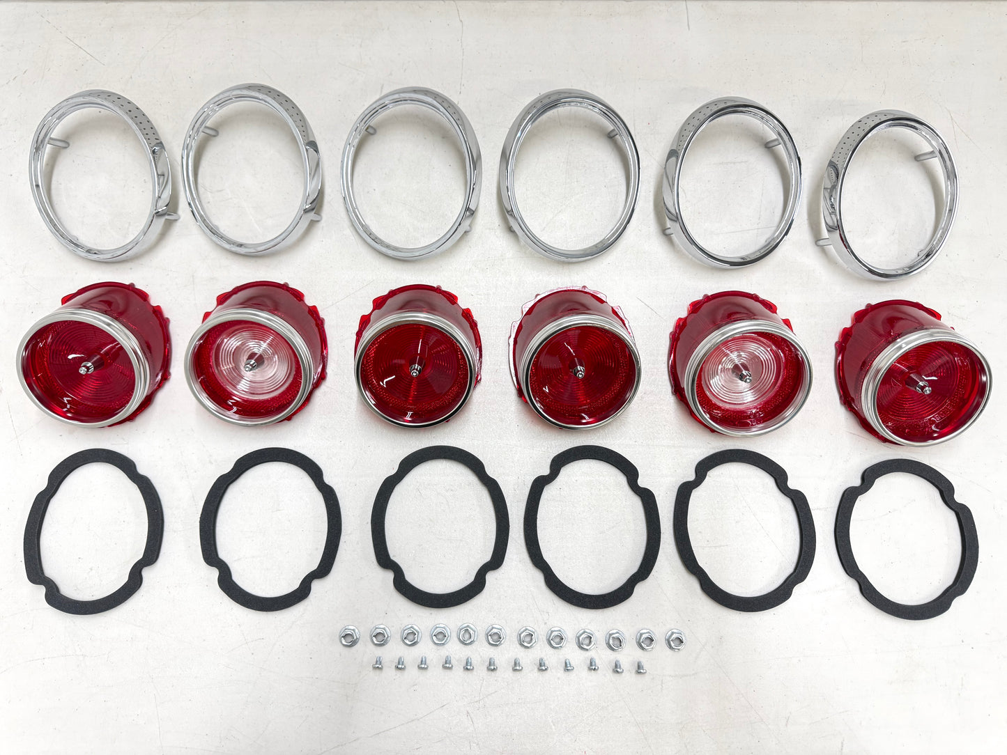 1965 CHEVY IMPALA BEL AIR BISCAYNE TAIL LAMP ASSEMBLY PACKAGE SET (TAIL LIGHT KIT) / IMPORT CHROME [NEW]