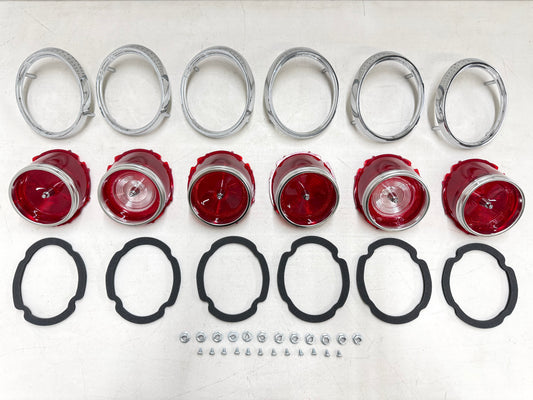 1965 CHEVY IMPALA BEL AIR BISCAYNE TAIL LAMP ASSEMBLY PACKAGE SET (TAIL LIGHT KIT) / IMPORT CHROME [NEW]