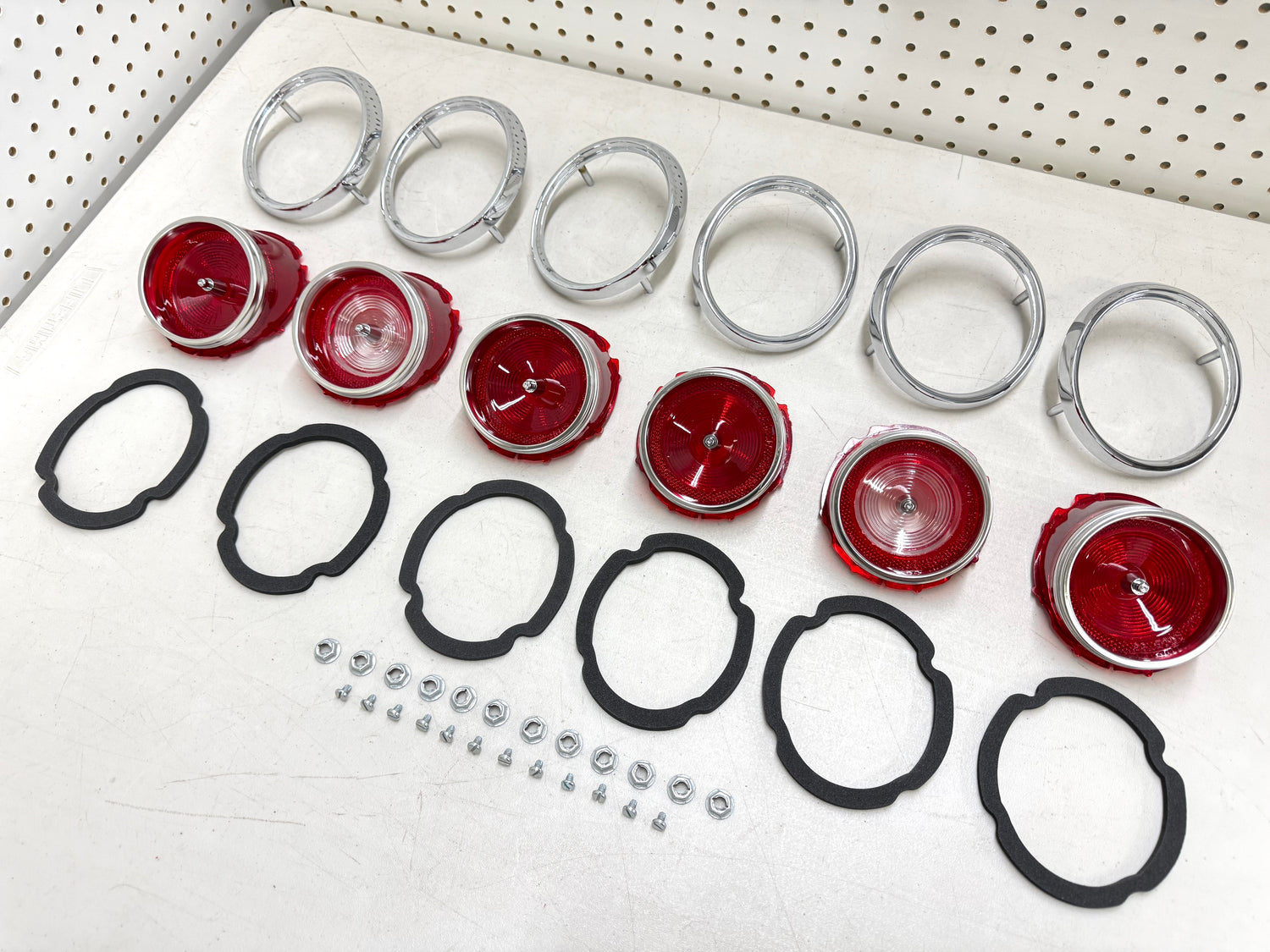 1965 CHEVY IMPALA BEL AIR BISCAYNE TAIL LAMP ASSEMBLY PACKAGE SET (TAIL LIGHT KIT) / IMPORT CHROME [NEW]