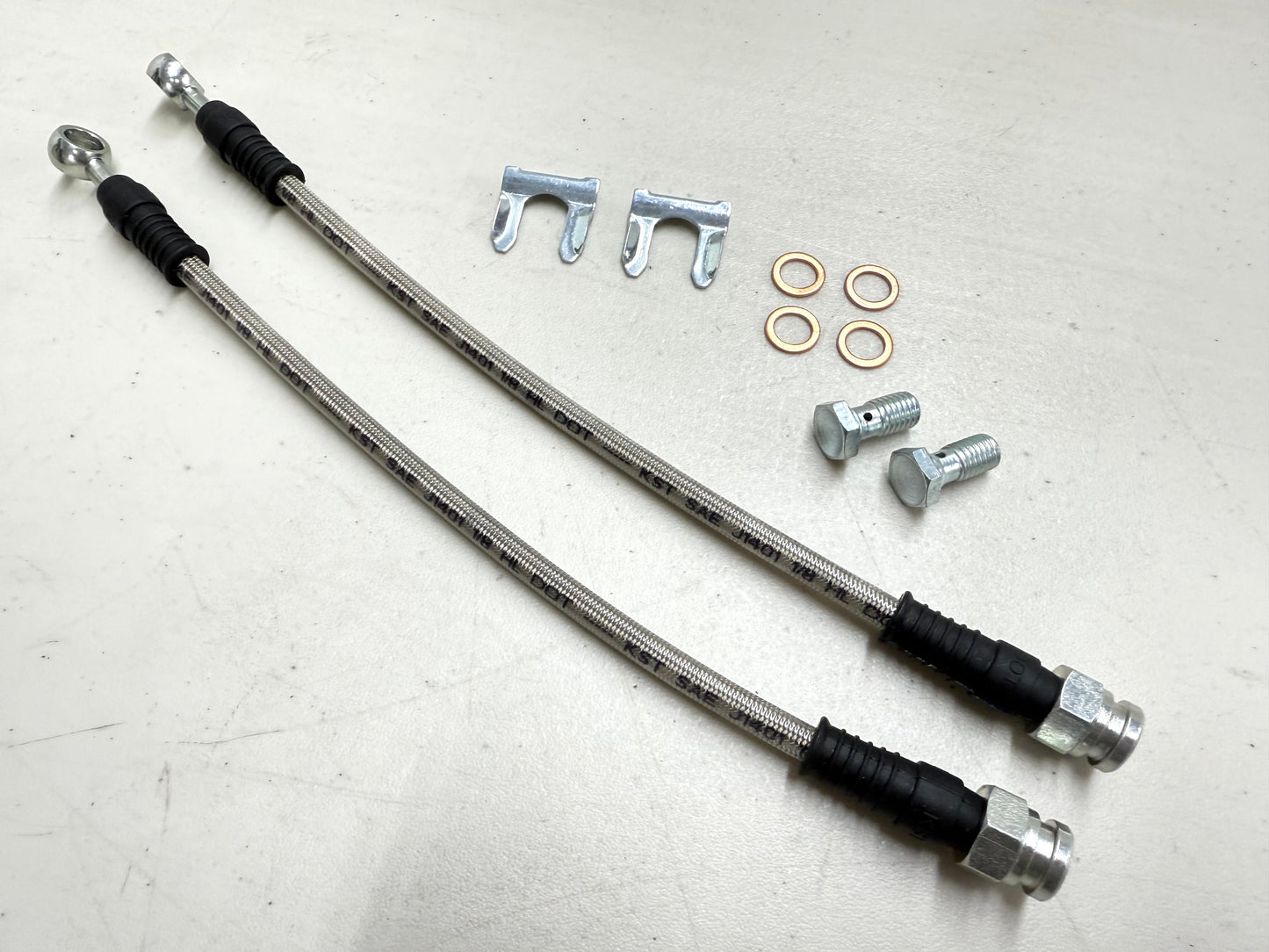 1955-57 1958-1964 CHEVROLET CHEVY IMPALA BEL AIR FULL-SIZE UNIVERSAL STAINLESS REAR DISC BRAKE HOSE SET 10MM