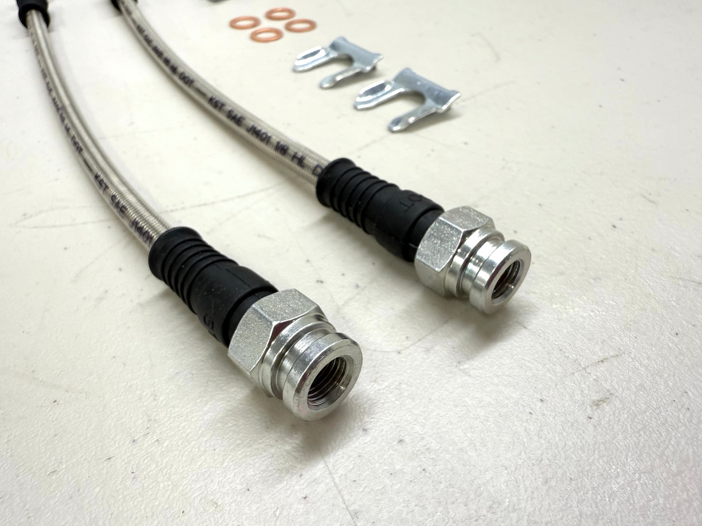1955-57 1958-1964 CHEVROLET CHEVY IMPALA BEL AIR FULL-SIZE UNIVERSAL STAINLESS REAR DISC BRAKE HOSE SET 10MM