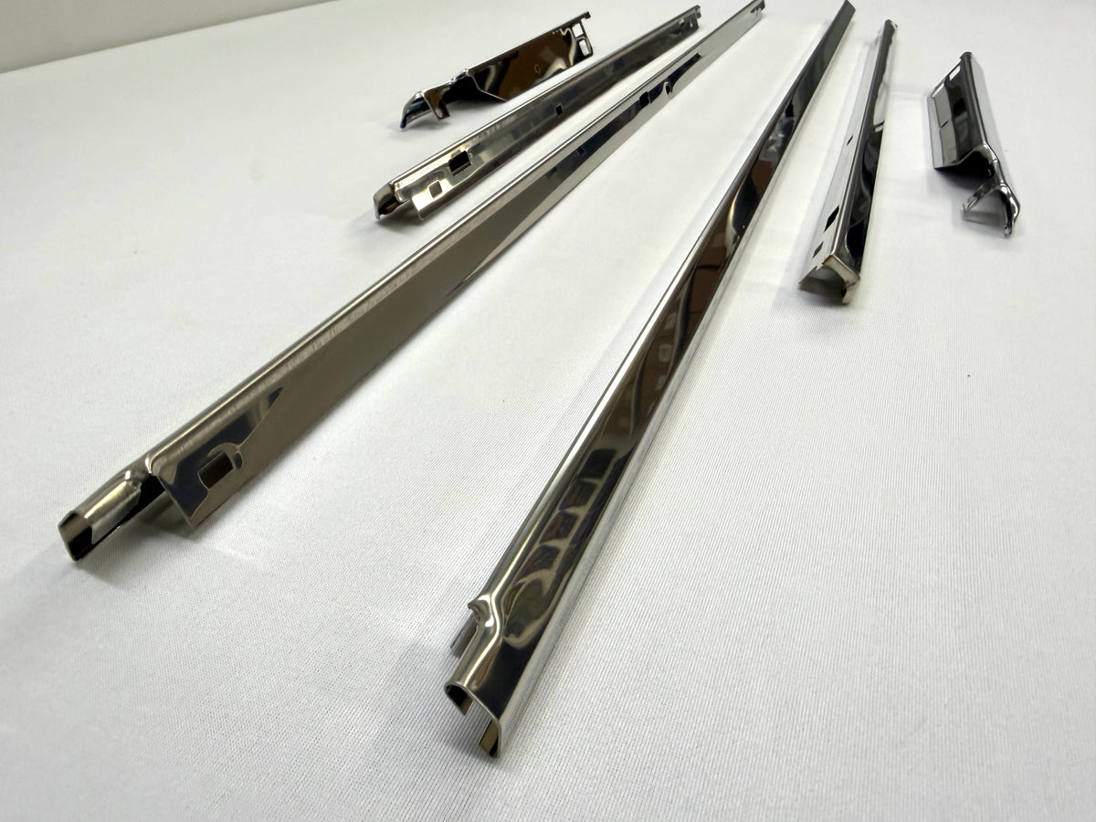 1963-64 CHEVY CHEVROLET IMPALA 2 DOOR HARDTOP EXTERIOR BELT LINE REVEAL MOLDINGS SET 6pc / STAINLESS STEEL / BELT VENT DOOR QUARTER WINDOW TRIM SET
