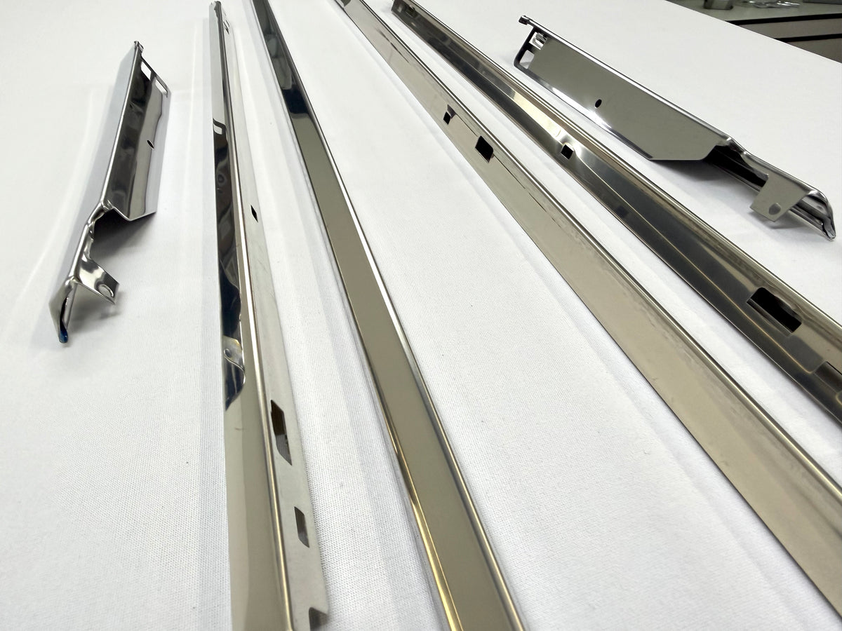 1963-64 CHEVY CHEVROLET IMPALA 2 DOOR HARDTOP EXTERIOR BELT LINE REVEAL MOLDINGS SET 6pc / STAINLESS STEEL / BELT VENT DOOR QUARTER WINDOW TRIM SET