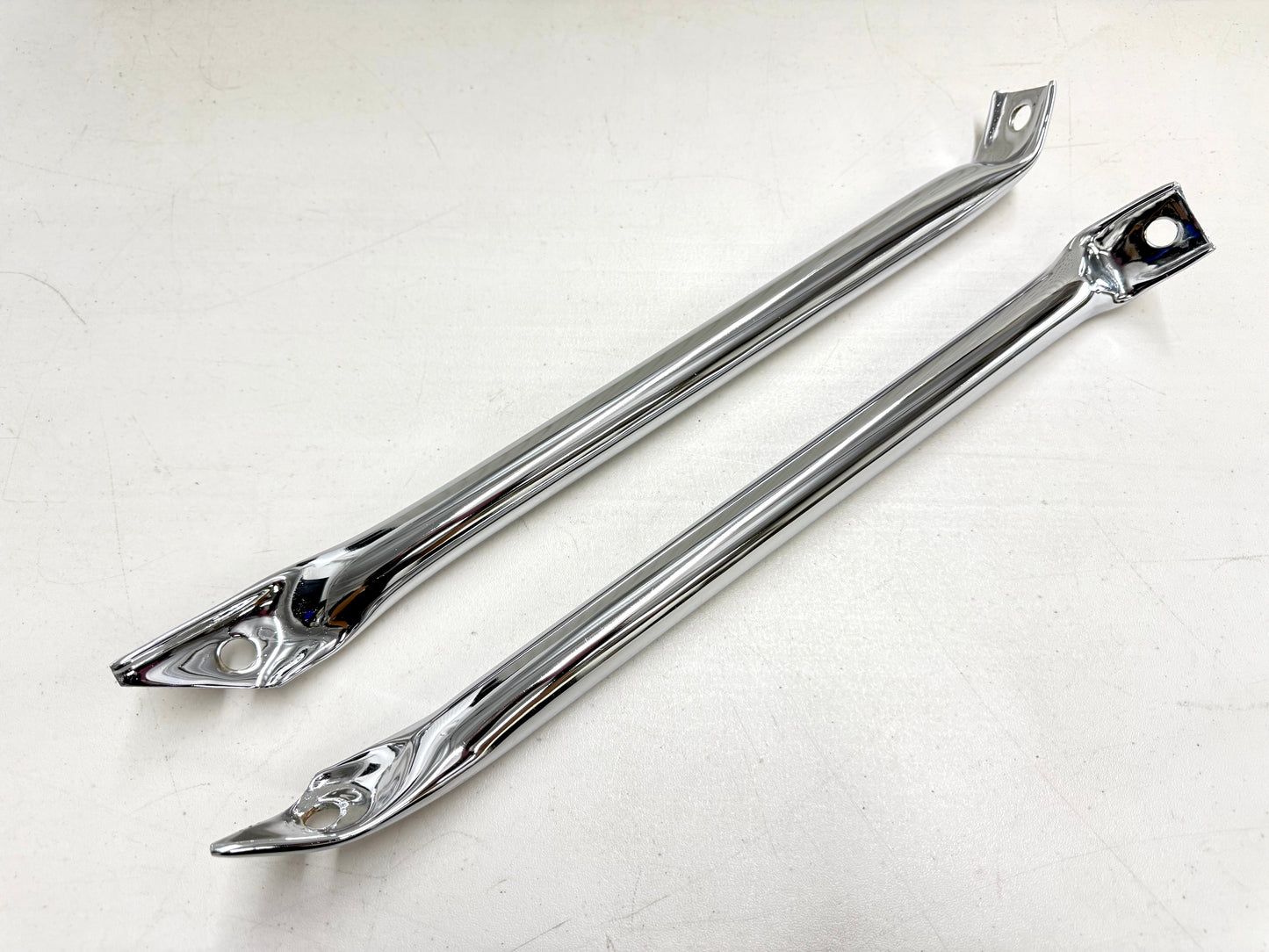 1963-64 CHEVY IMPALA BELAIR BISCAYNE FRONT BUMPER BRACKET TUBULAR BRACES (PAIR) / [SHOW CHROME FINISH] [NEW]