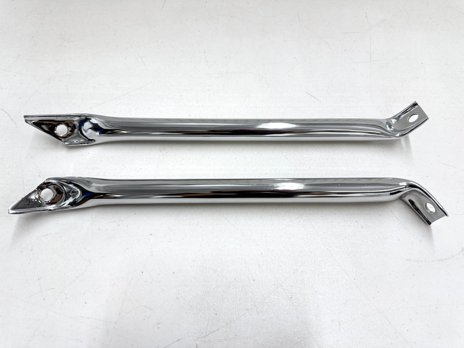 1963-64 CHEVY IMPALA BELAIR BISCAYNE FRONT BUMPER BRACKET TUBULAR BRACES (PAIR) / [SHOW CHROME FINISH] [NEW]