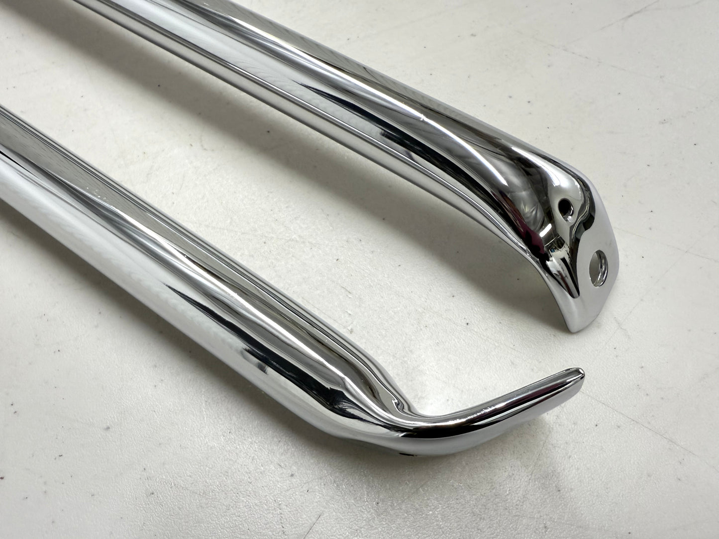 1963-64 CHEVY IMPALA BELAIR BISCAYNE FRONT BUMPER BRACKET TUBULAR BRACES (PAIR) / [SHOW CHROME FINISH] [NEW]