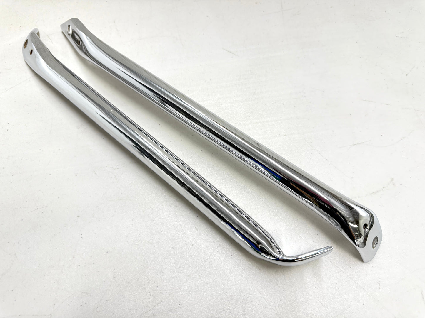 1963-64 CHEVY IMPALA BELAIR BISCAYNE FRONT BUMPER BRACKET TUBULAR BRACES (PAIR) / [SHOW CHROME FINISH] [NEW]