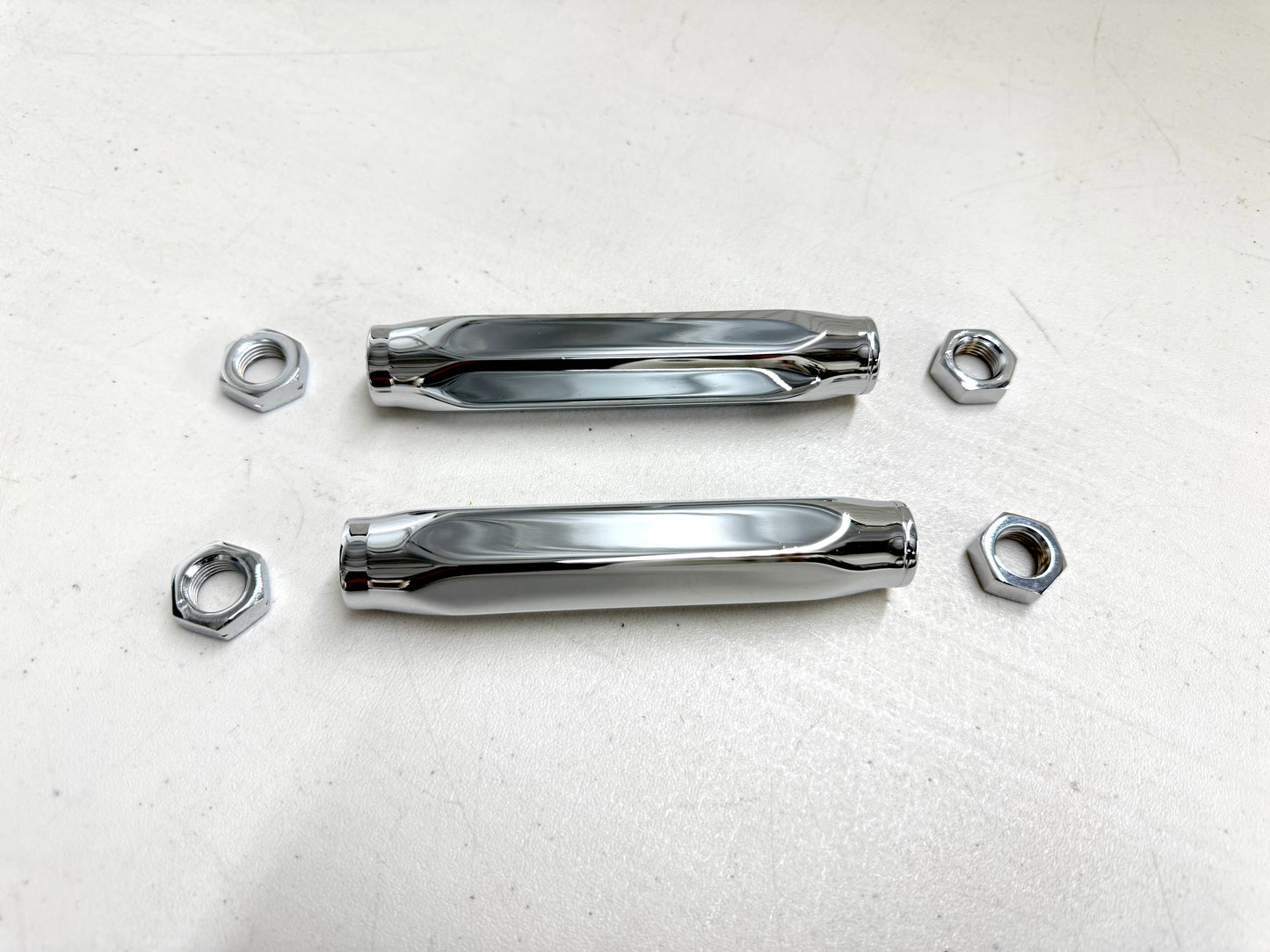 1955-57 GM FULL SIZE BELAIR HIGH PERFORMANCE BILLET ALUMINUM TIE ROD END ADJUSTING SLEEVES 1 PAIR / CHROME FINISH