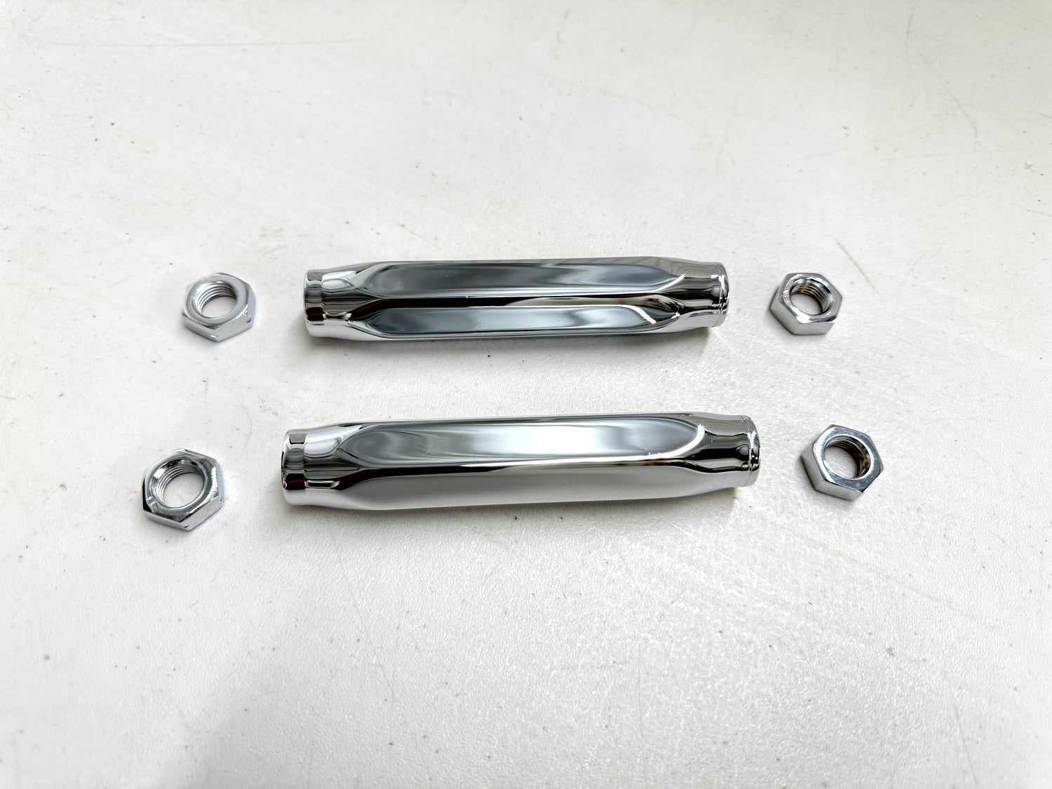 1955-57 GM FULL SIZE BELAIR HIGH PERFORMANCE BILLET ALUMINUM TIE ROD END ADJUSTING SLEEVES 1 PAIR / CHROME FINISH