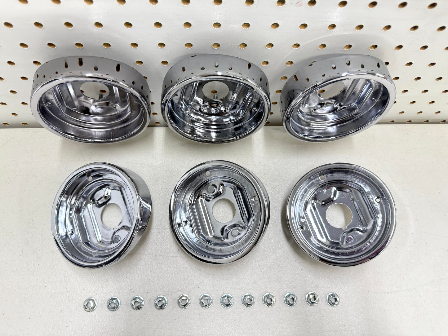 1960 CHEVY IMPALA BEL AIR BISCAYNE COMPLETE TAIL LAMP BASE SET (TAILLAMP BEZEL TAIL LIGHT HOUSING SET) 6PC / IMPORT CHROME [NEW]