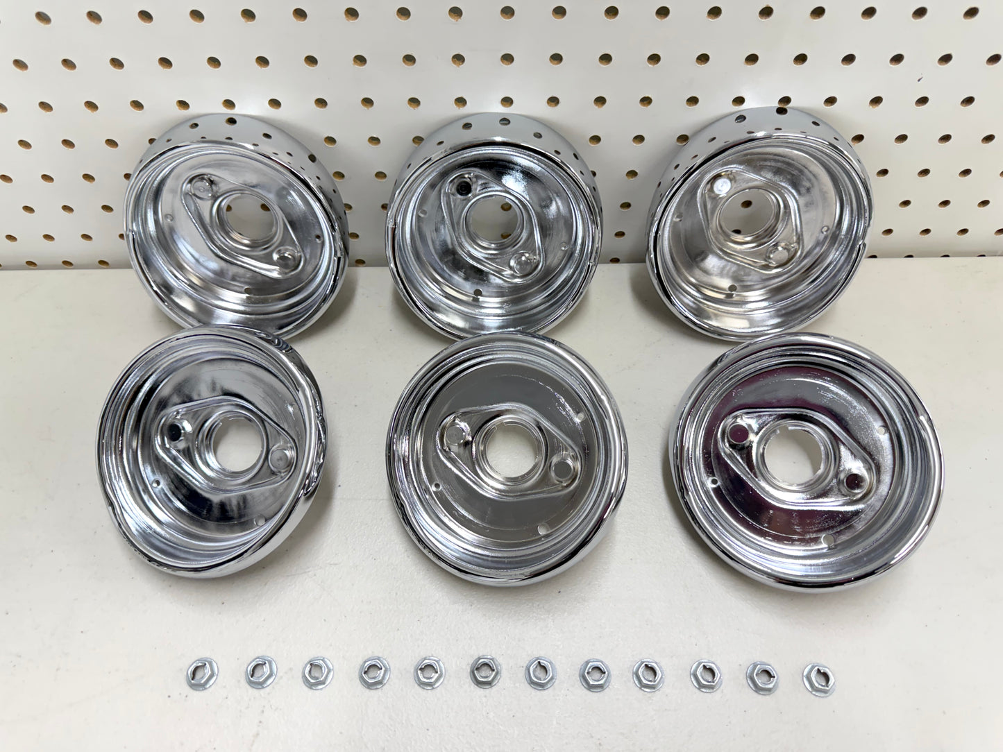 1961 CHEVY IMPALA BEL AIR BISCAYNE COMPLETE TAIL LAMP BASE SET (TAILLAMP BEZEL TAIL LIGHT HOUSING SET) 6PC / IMPORT CHROME [NEW]