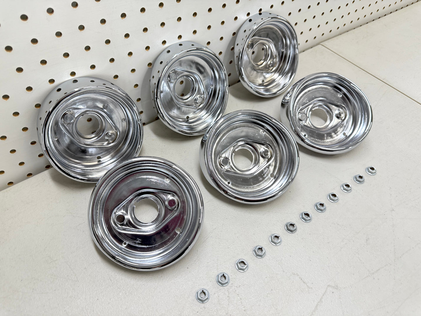 1961 CHEVY IMPALA BEL AIR BISCAYNE COMPLETE TAIL LAMP BASE SET (TAILLAMP BEZEL TAIL LIGHT HOUSING SET) 6PC / IMPORT CHROME [NEW]