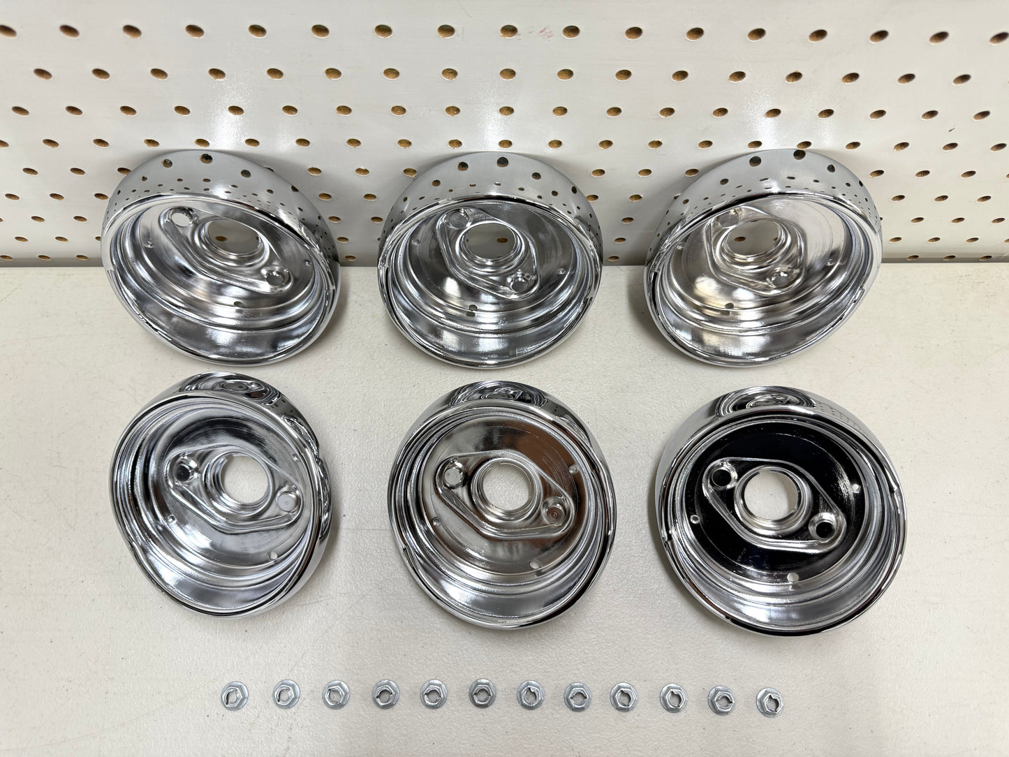 1961 CHEVY IMPALA BEL AIR BISCAYNE COMPLETE TAIL LAMP BASE SET (TAILLAMP BEZEL TAIL LIGHT HOUSING SET) 6PC / IMPORT CHROME [NEW]