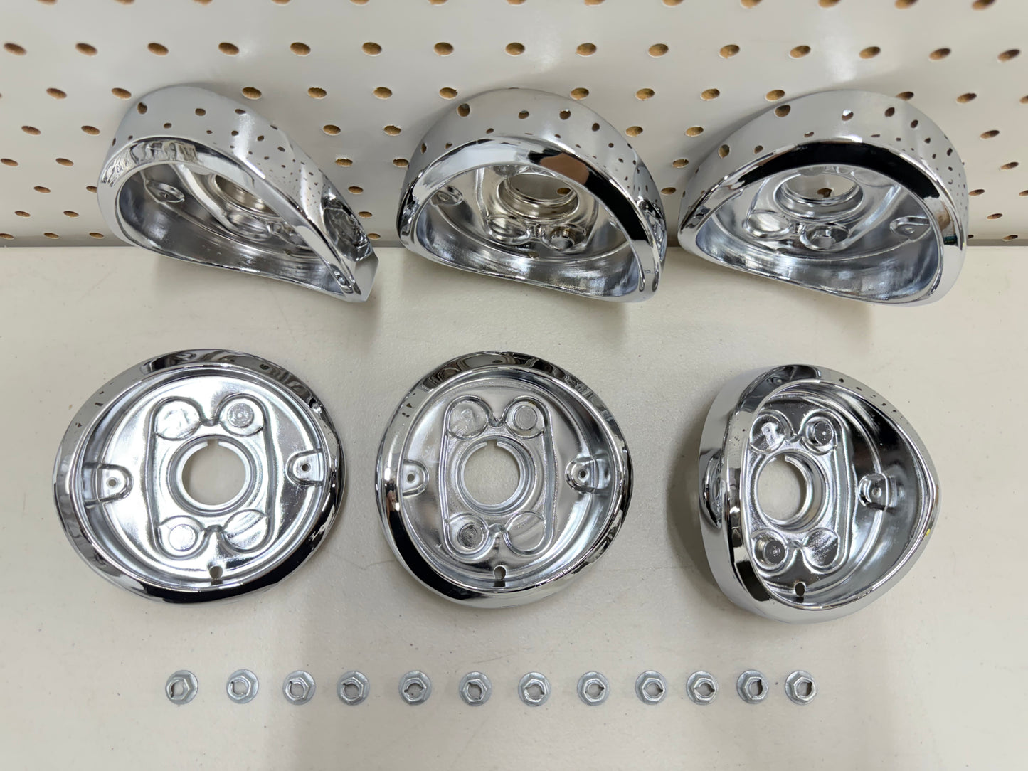 1962 CHEVY IMPALA BEL AIR BISCAYNE COMPLETE TAIL LAMP BASE SET (TAILLAMP BEZEL TAIL LIGHT HOUSING SET) 6PC / IMPORT CHROME [NEW]