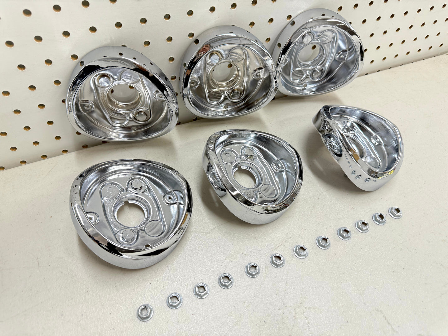 1962 CHEVY IMPALA BEL AIR BISCAYNE COMPLETE TAIL LAMP BASE SET (TAILLAMP BEZEL TAIL LIGHT HOUSING SET) 6PC / IMPORT CHROME [NEW]