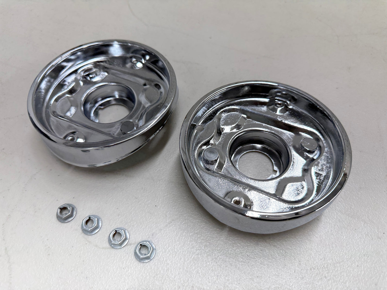 1963 CHEVY IMPALA BEL AIR BISCAYNE TAIL LAMP BASE , TAILLAMP BEZEL TAIL LIGHT HOUSING 1PAIR LH and RH / IMPORT CHROME [NEW]