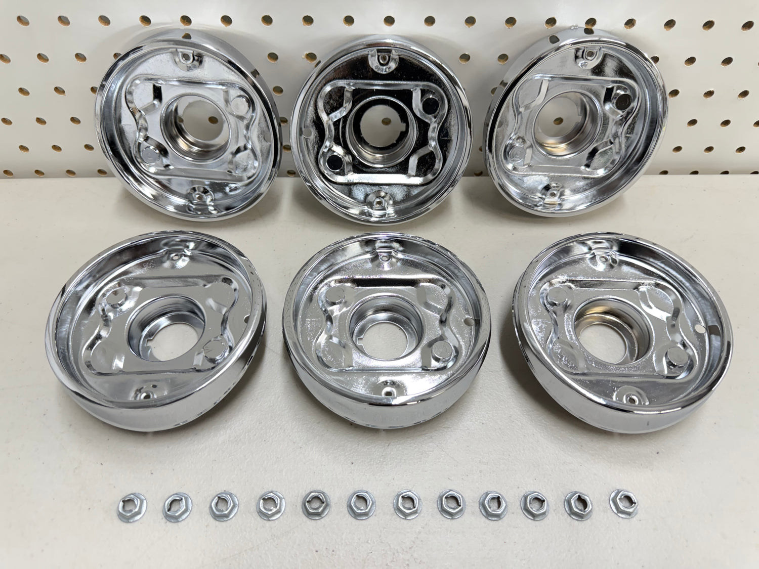 1963 CHEVY IMPALA BEL AIR BISCAYNE COMPLETE TAIL LAMP BASE SET (TAILLAMP BEZEL TAIL LIGHT HOUSING SET) 6PC / IMPORT CHROME [NEW]