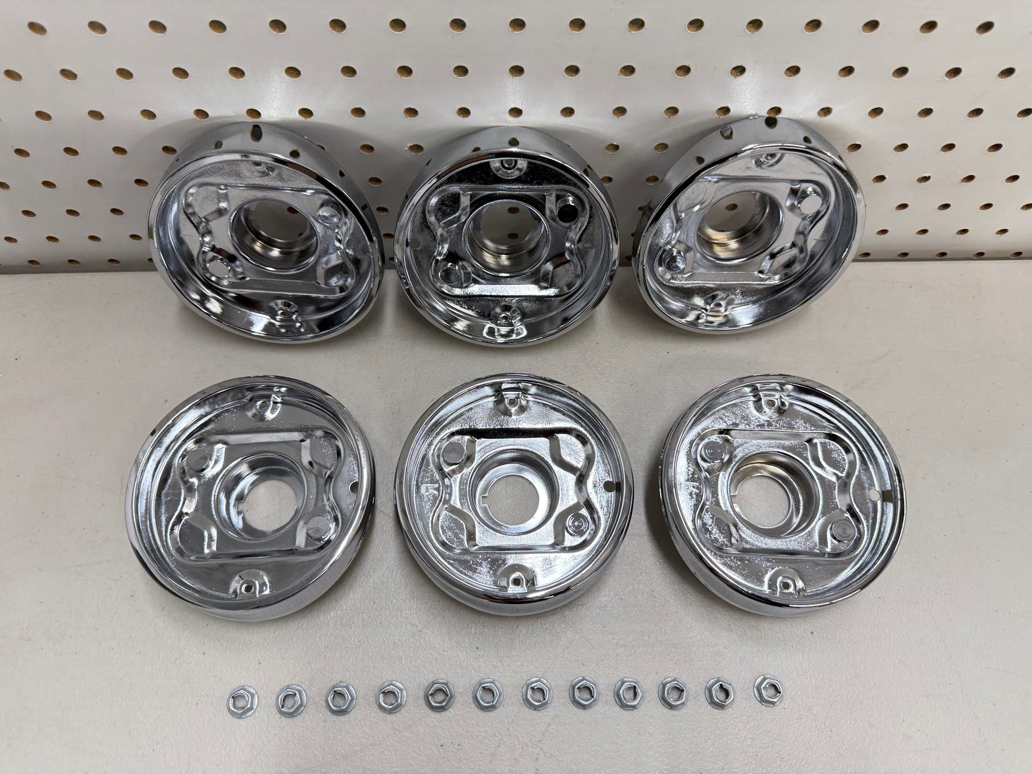 1963 CHEVY IMPALA BEL AIR BISCAYNE COMPLETE TAIL LAMP BASE SET (TAILLAMP BEZEL TAIL LIGHT HOUSING SET) 6PC / IMPORT CHROME [NEW]