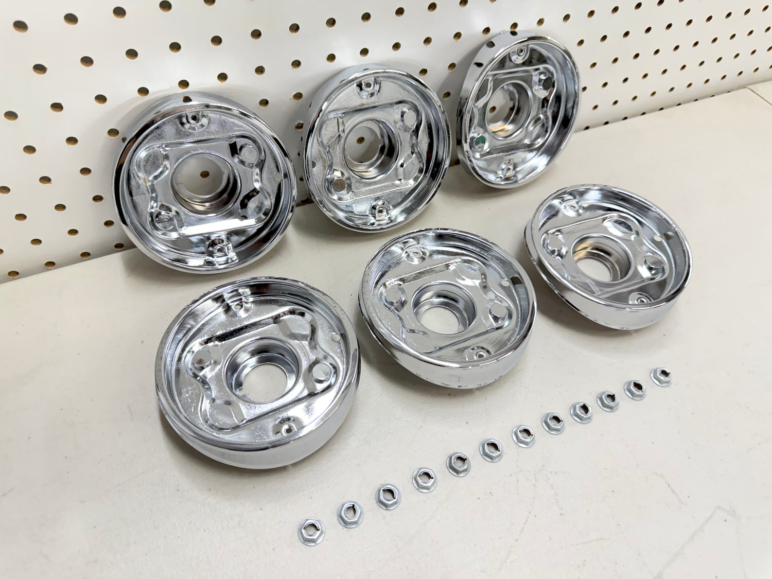 1963 CHEVY IMPALA BEL AIR BISCAYNE COMPLETE TAIL LAMP BASE SET (TAILLAMP BEZEL TAIL LIGHT HOUSING SET) 6PC / IMPORT CHROME [NEW]