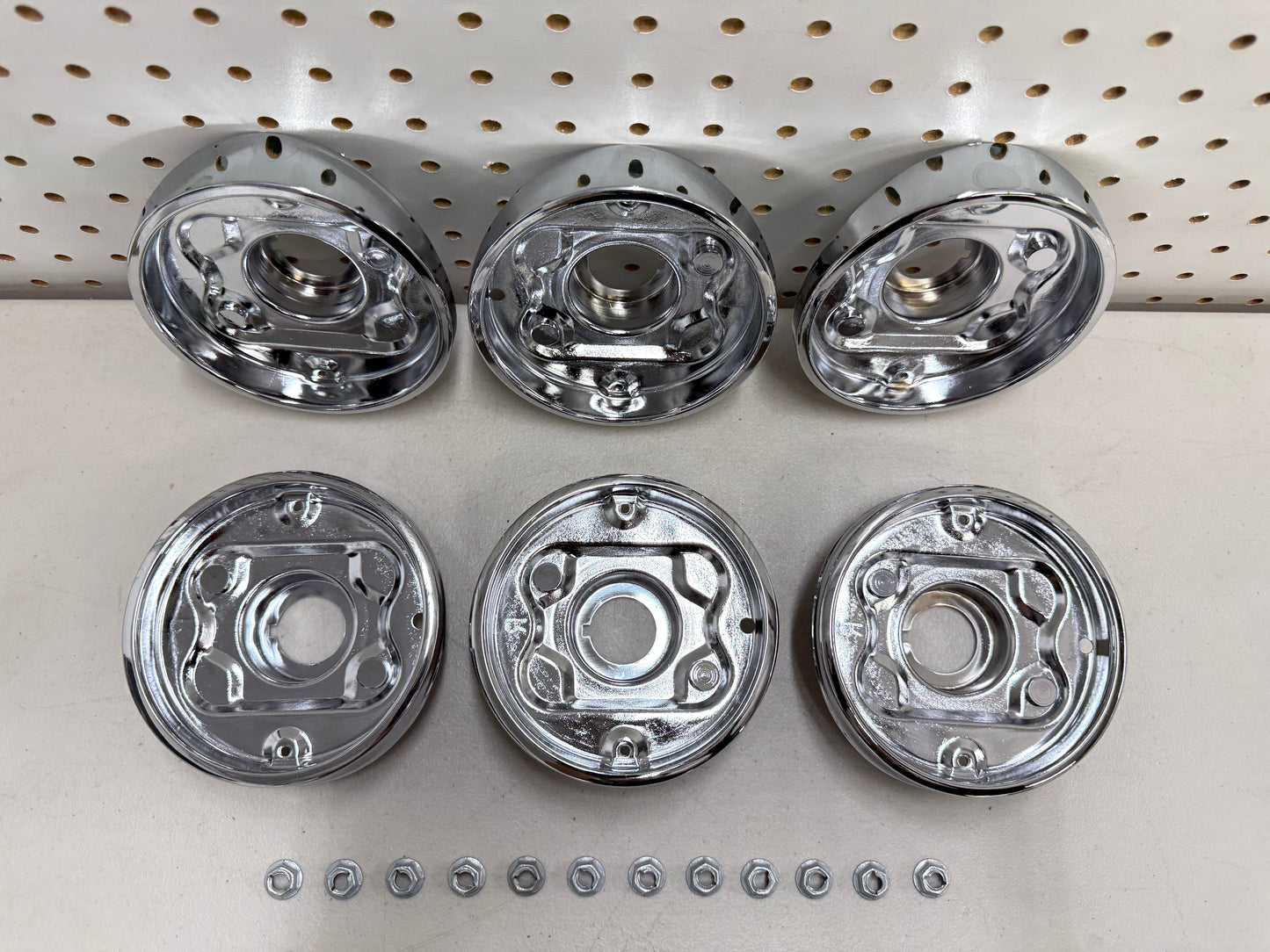 1963 CHEVY IMPALA BEL AIR BISCAYNE COMPLETE TAIL LAMP BASE SET (TAILLAMP BEZEL TAIL LIGHT HOUSING SET) 6PC / IMPORT CHROME [NEW]