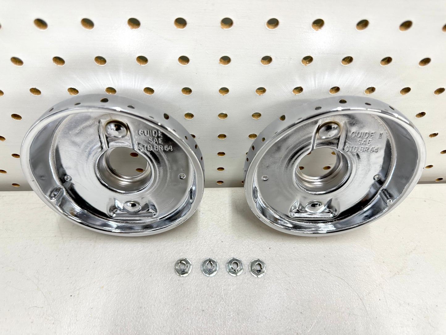 1964 CHEVY IMPALA BEL AIR BISCAYNE TAIL LAMP BASE , TAILLAMP BEZEL TAIL LIGHT HOUSING 1PAIR LH and RH / IMPORT CHROME [NEW]