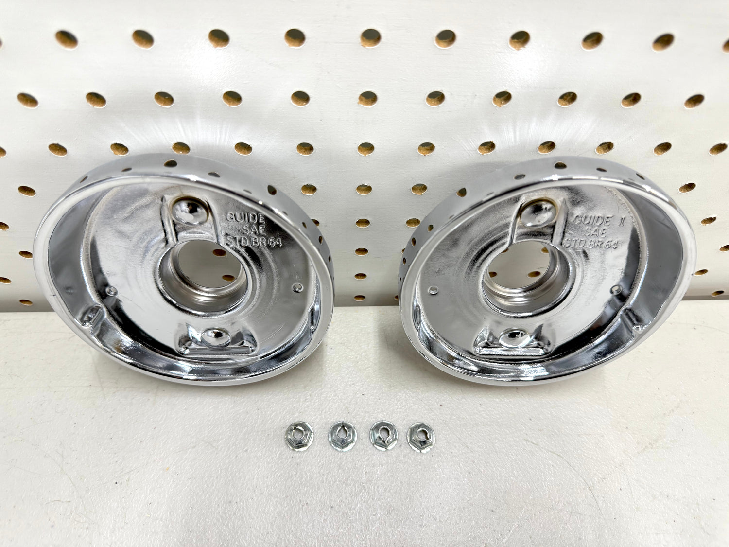 1964 CHEVY IMPALA BEL AIR BISCAYNE TAIL LAMP BASE , TAILLAMP BEZEL TAIL LIGHT HOUSING 1PAIR LH and RH / IMPORT CHROME [NEW]