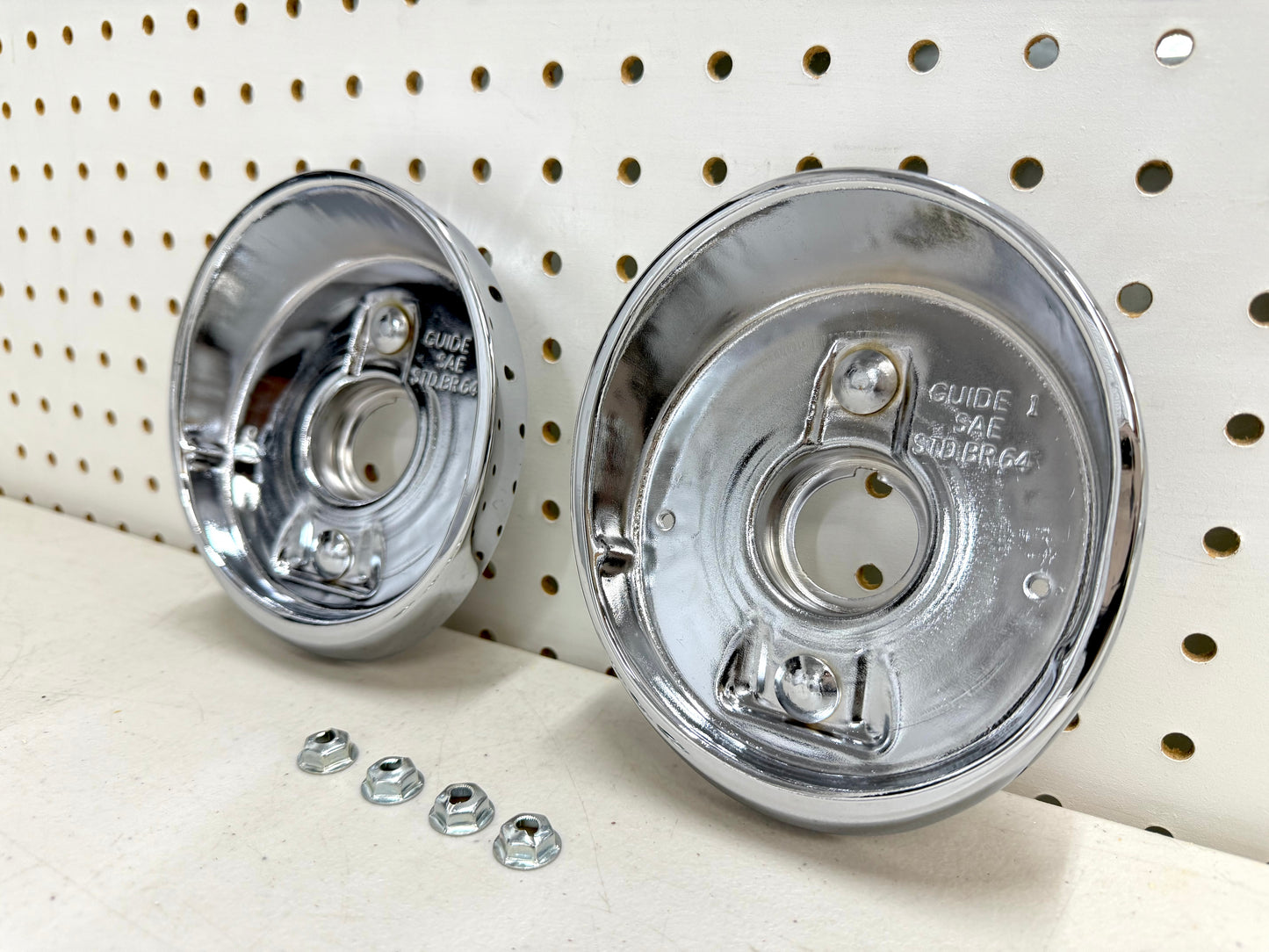 1964 CHEVY IMPALA BEL AIR BISCAYNE TAIL LAMP BASE , TAILLAMP BEZEL TAIL LIGHT HOUSING 1PAIR LH and RH / IMPORT CHROME [NEW]