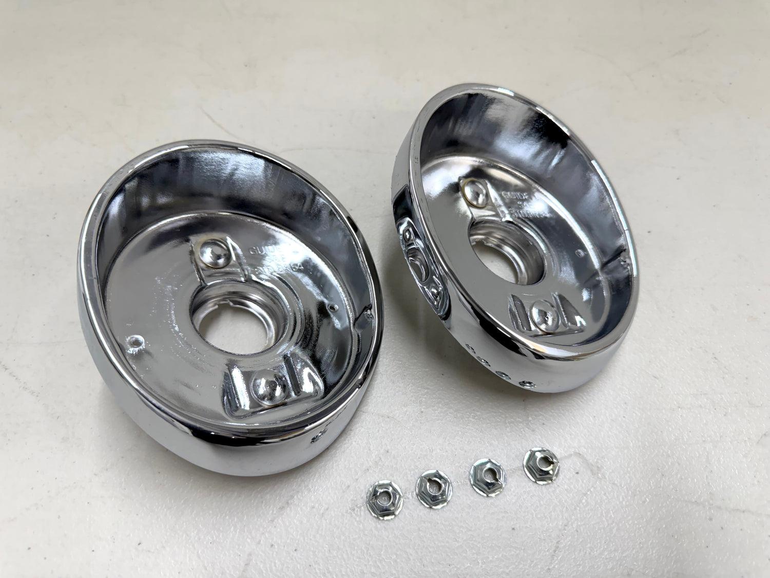 1964 CHEVY IMPALA BEL AIR BISCAYNE TAIL LAMP BASE , TAILLAMP BEZEL TAIL LIGHT HOUSING 1PAIR LH and RH / IMPORT CHROME [NEW]