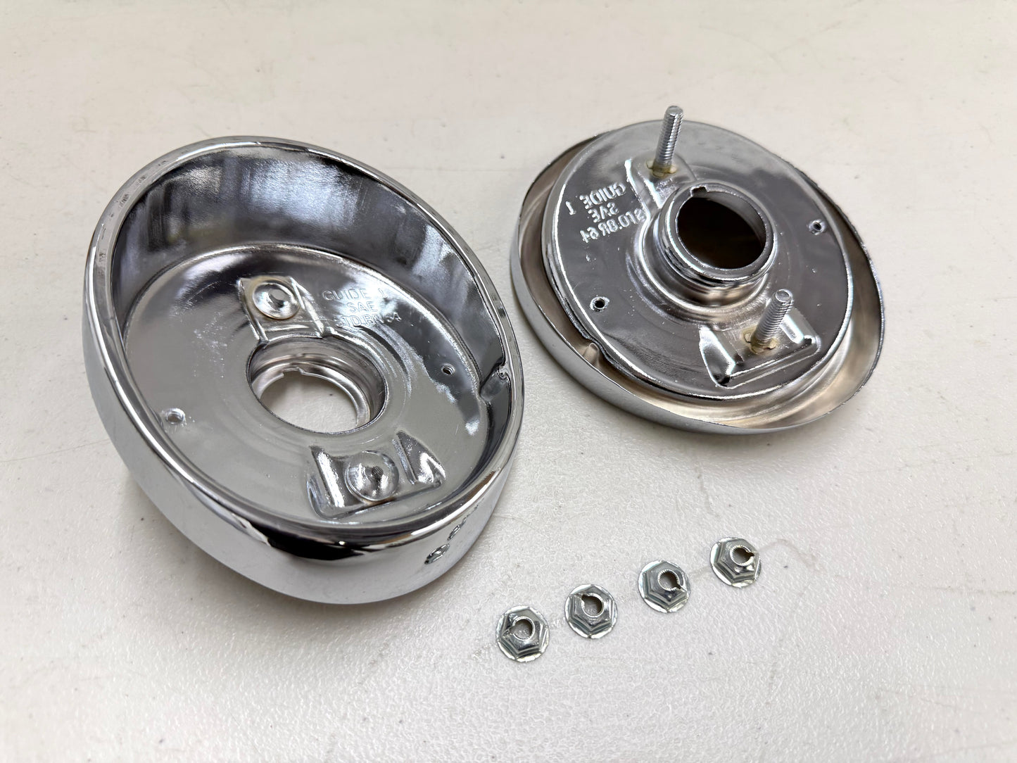 1964 CHEVY IMPALA BEL AIR BISCAYNE TAIL LAMP BASE , TAILLAMP BEZEL TAIL LIGHT HOUSING 1PAIR LH and RH / IMPORT CHROME [NEW]