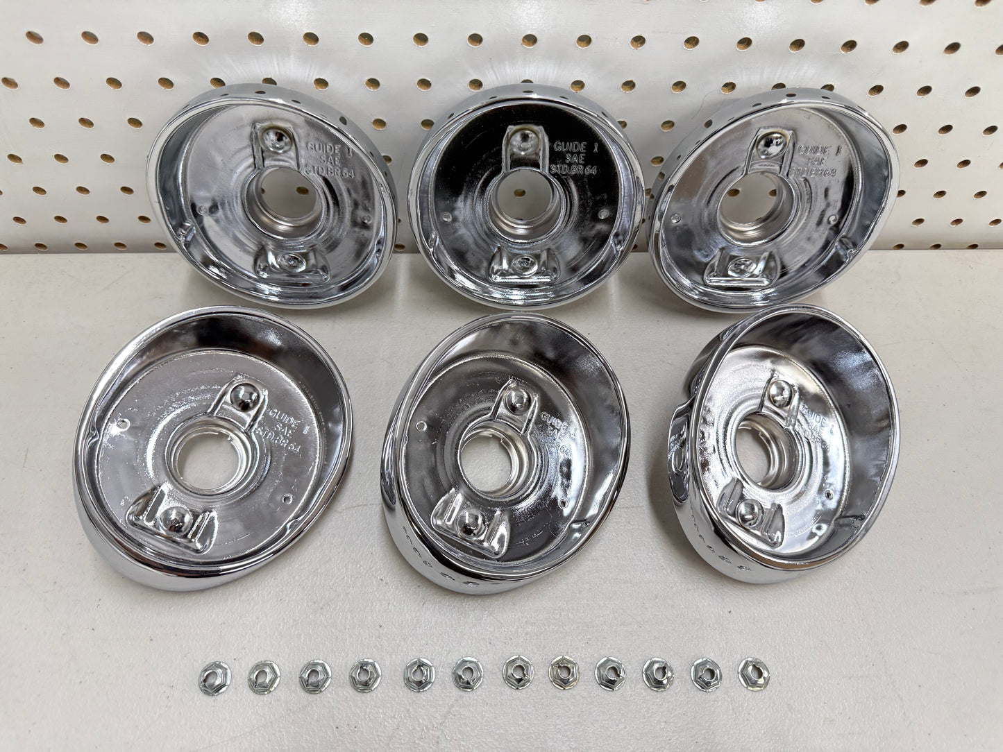 1964 CHEVY IMPALA BEL AIR BISCAYNE COMPLETE TAIL LAMP BASE SET (TAILLAMP BEZEL TAIL LIGHT HOUSING SET) 6PC / IMPORT CHROME [NEW]