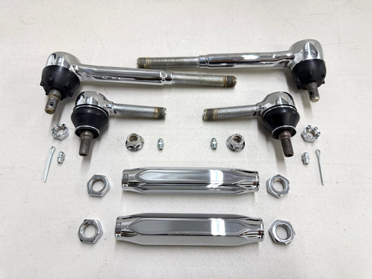 1955-1957 GM CHEVY CHEVROLET FULL SIZE / BEL AIR STANDARD TIE ROD END AND SLEEVE SET [NEW][TRIPLE CHROME FINISH]