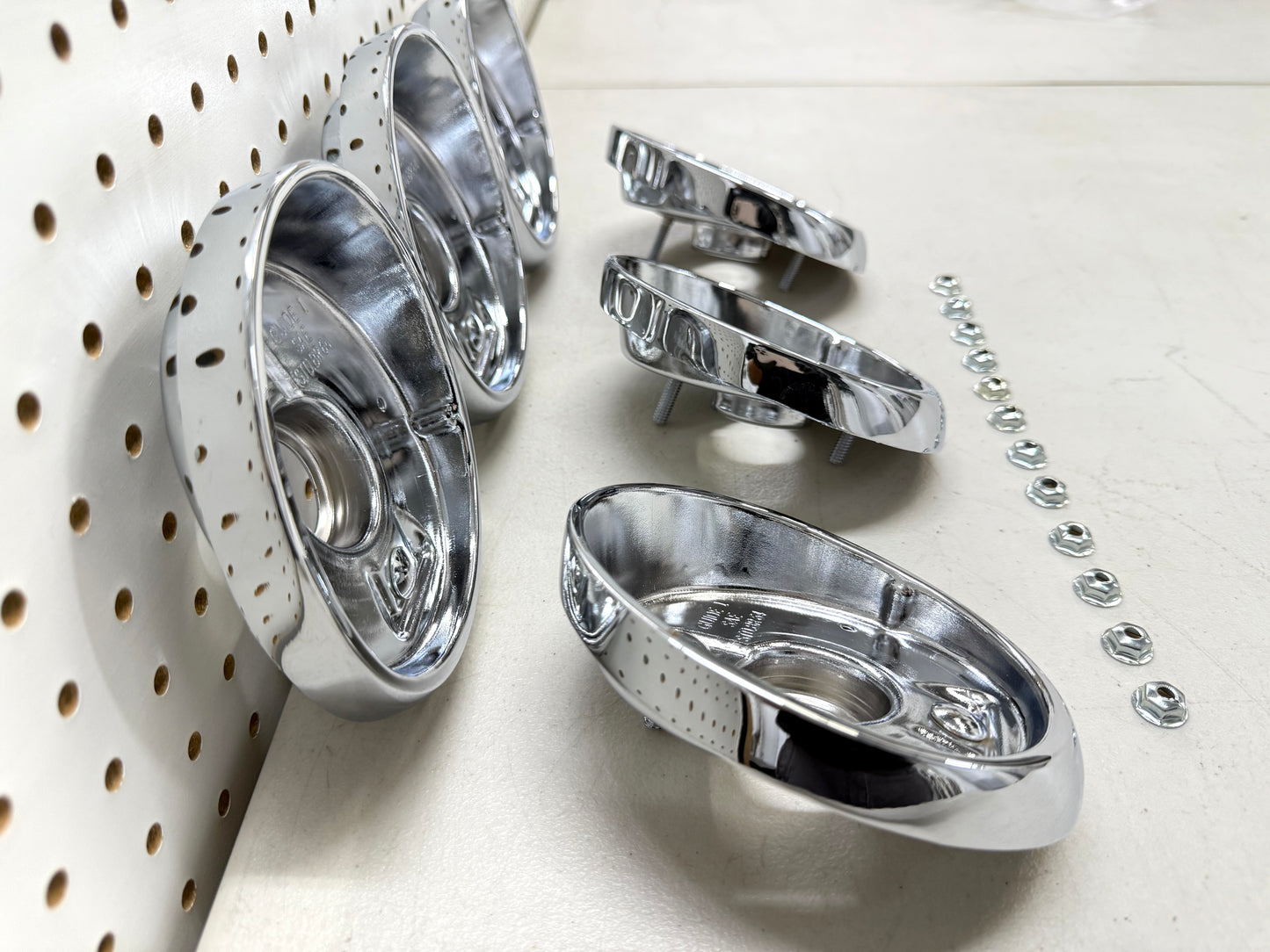 1964 CHEVY IMPALA BEL AIR BISCAYNE COMPLETE TAIL LAMP BASE SET (TAILLAMP BEZEL TAIL LIGHT HOUSING SET) 6PC / IMPORT CHROME [NEW]