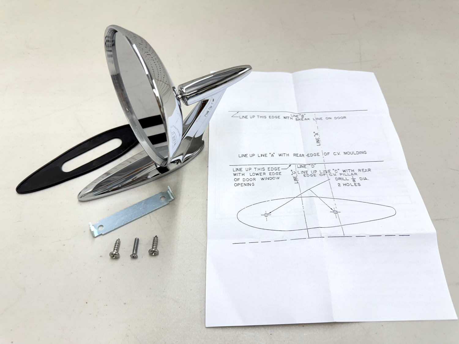 1959-60 CHEVY IMPALA BEL AIR BISCAYNE / FULL SIZE OUTSIDE EXTERIOR CHROME DOOR MIRROR 1PC LH OR RH [NEW]