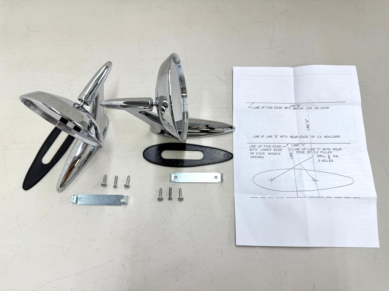 1959-60 CHEVY IMPALA BEL AIR BISCAYNE / FULL SIZE OUTSIDE EXTERIOR CHROME DOOR MIRROR 1SET LH/RH [NEW]