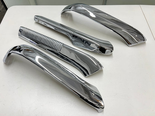 1963-1964 CHEVY IMPALA FRONT BENCH SEAT TRIMS , SHELLS 4PC / CHROME FINISH [GM ORIGINAL OEM RESTORED]